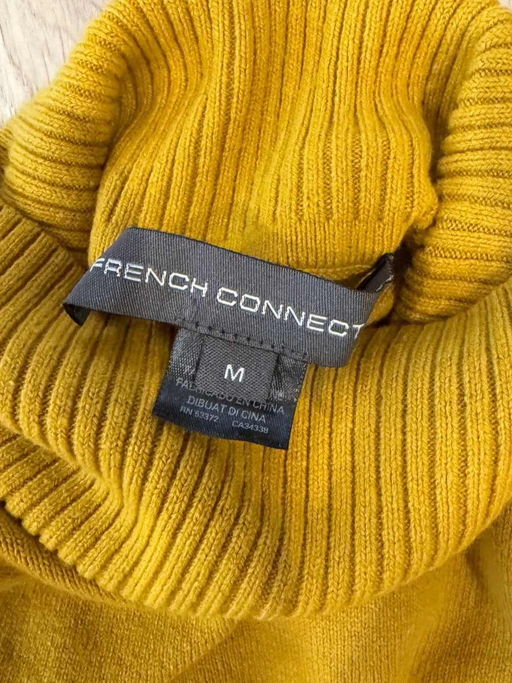 French Connection Men's Mustard Yellow Turtleneck Sweater - Picture 3 of 4